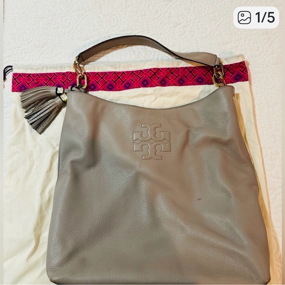 Tory Burch Taupe Leather Shoulder Bag - Picture 5 of 5
